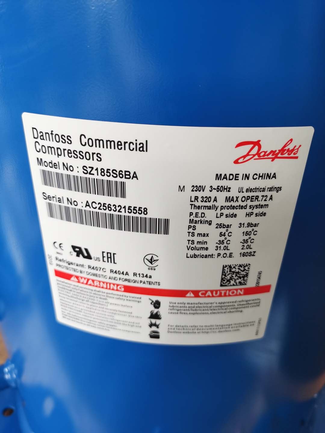 SZ185S6BA Danfoss Refrigeration Compressor